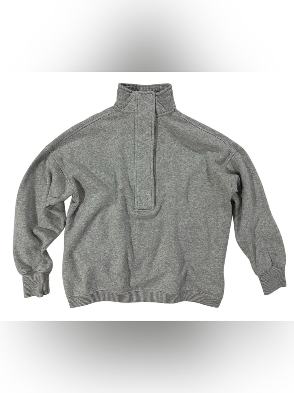 Aerie Gray Oversized Snap Neck Pullover Sweatshirt XXS